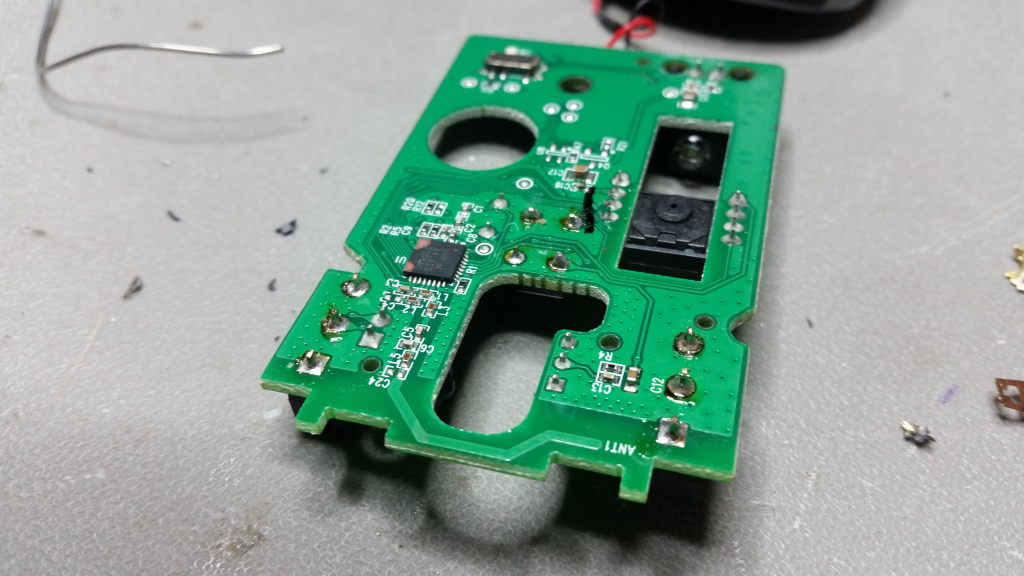 The underside of the second mouse PCB